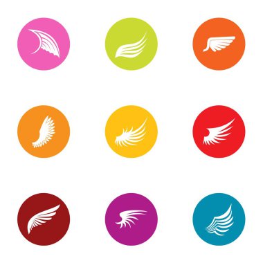 Kalkış Icons set, düz stil