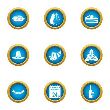 Hasat kırpma Icons set, düz stil