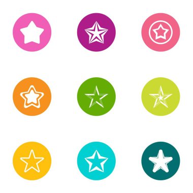 Oyuncak yıldız Icons set, düz stil