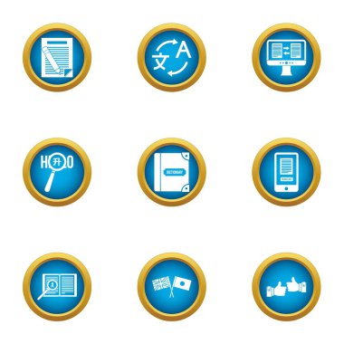 Deyim Icons set, düz stil