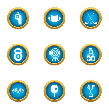 Triatlon Icons set, düz stil