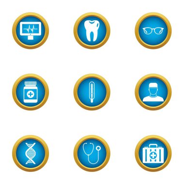 Diş ağrısı Icons set, düz stil