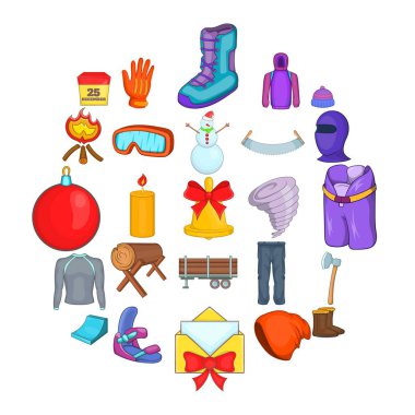 Spor giyim Icons set, karikatür tarzı