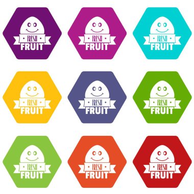 9 vektör taze meyve Icons set