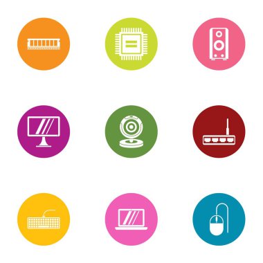 Film yapımı ekran Icons set, düz stil