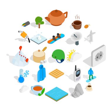 Sonbahar Icons set, izometrik stili