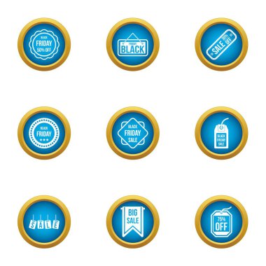 Gerçekleşme Icons set, düz stil