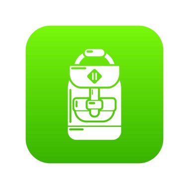 Sırt çantası okul çocuğu yeşil simge vektör