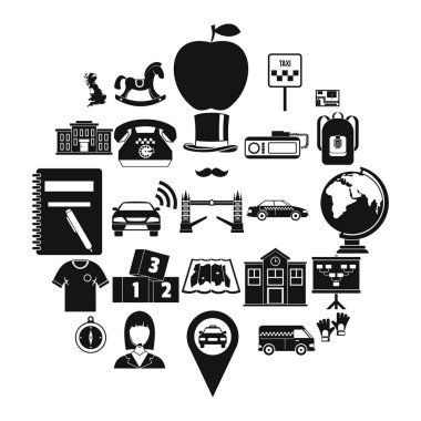 Autobus Icons set, basit tarzı