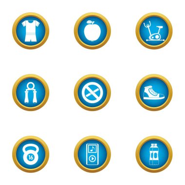 Varlığı Icons set, düz stil modu