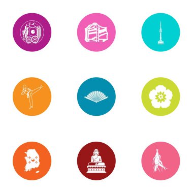 Asya spot simgeler kümesi, düz stil