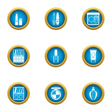 Kadın Icons set, düz stil bakım