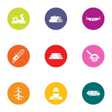 Icons set, düz stil kesim