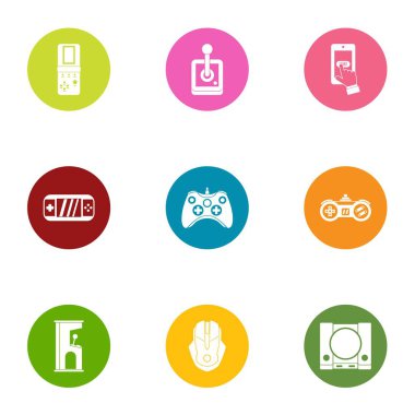 Oyunlar Kargaburun Icons set, düz stil