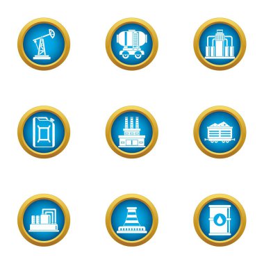 Mineral yağ simgeler ayarla, stil düz