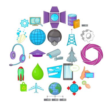 Teknoloji Icons set, karikatür tarzı