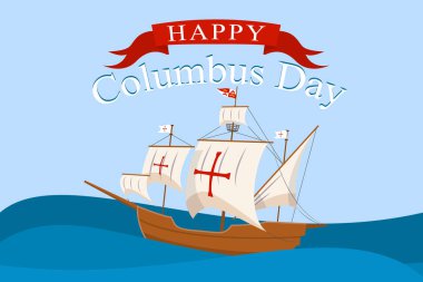 Kolomb Günü kavramı arka plan, düz stil