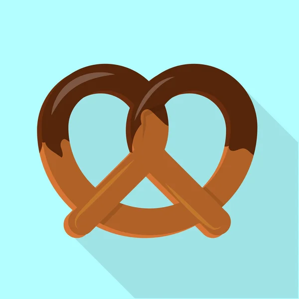 Candy pretzel icon, flat style — Stock Vector
