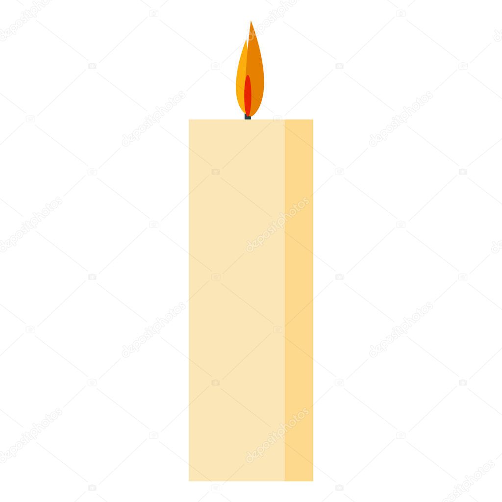 Candle fire icon, flat style
