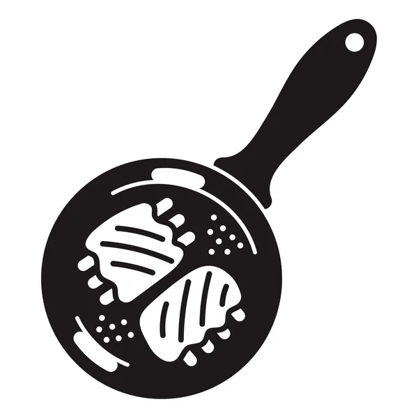 Steak on griddle icon, simple style — Stock Vector