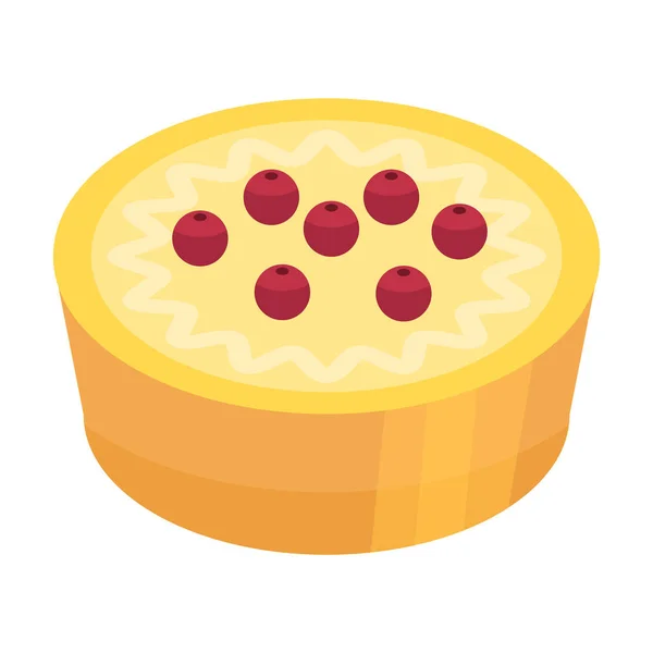 Icono de pastel de cereza de vacaciones, estilo isométrico — Vector de stock
