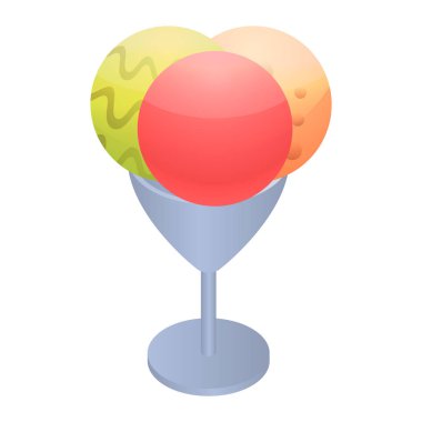 Dondurma topları simgesi, izometrik stili