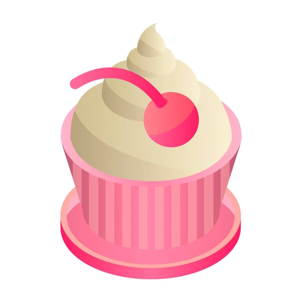 Cupcake图标，等距风格 — 图库矢量图片
