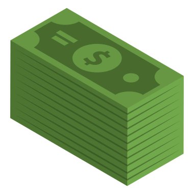 Dolar banknotlar simgesi, izometrik stili
