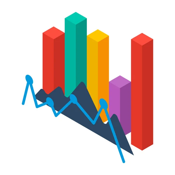 Icône graphique financier, style isométrique — Image vectorielle