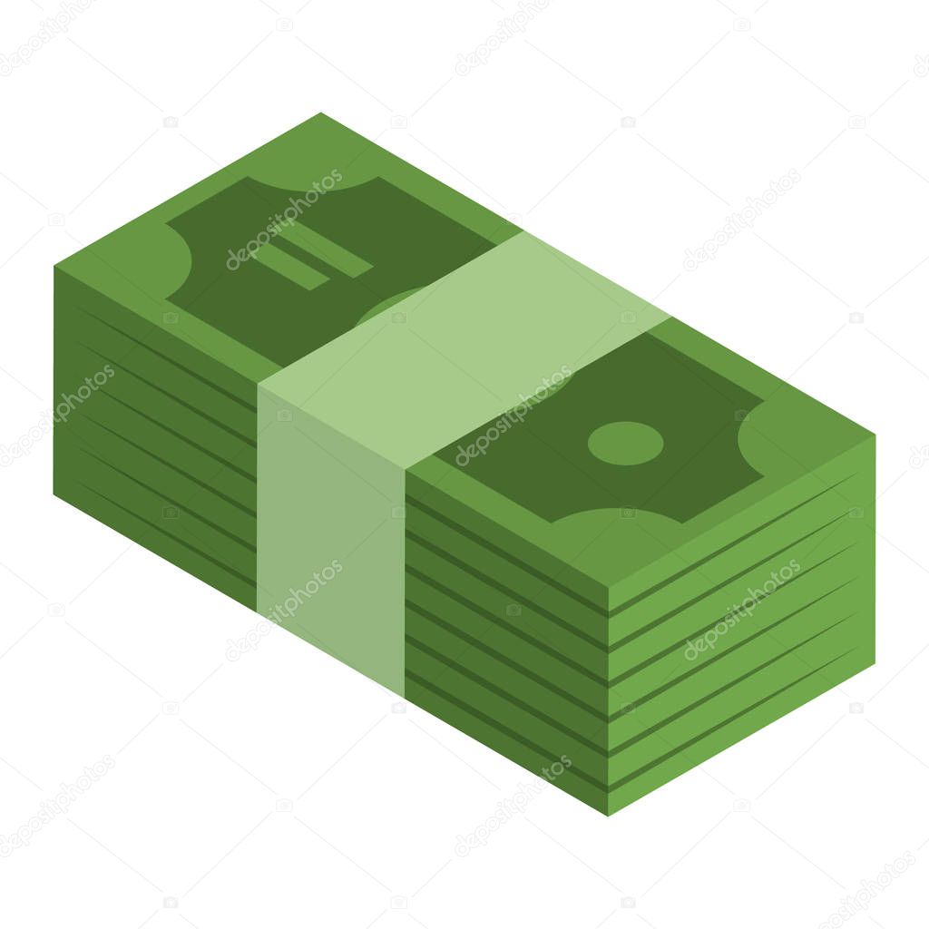Packed dollars icon, isometric style