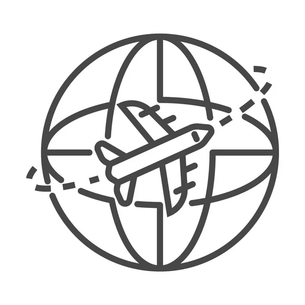 Globalne przesyłki lotnicze dostawy ikona, styl konturu — Wektor stockowy