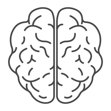 Üstten görünüm beyin simgesi, anahat stili