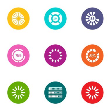 Takometre Icons set, düz stil