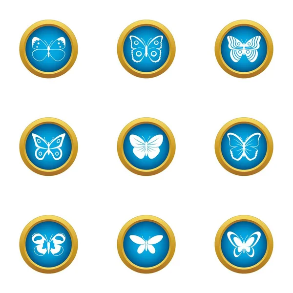 Night insect icons set, flat style — Stock Vector