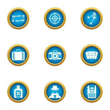 Silah transfer Icons set, düz stil