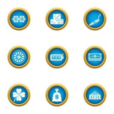 777 Icons set, düz stil