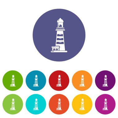 Çizgili deniz feneri simgesi, basit tarzı