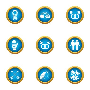 Homoseksüel Icons set, düz stil