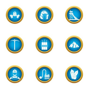 Landmine Icons set, düz stil