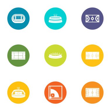 Mahkeme Icons set, düz stil