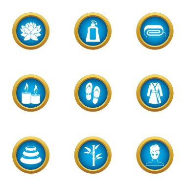 Icons set, düz stil gevşetin