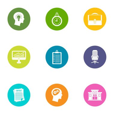 Yetkinlik Icons set, düz stil