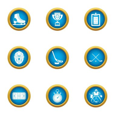 Kamp Icons set eğitim, düz stil