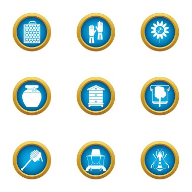 Balmumu tatlım Icons set, düz stil