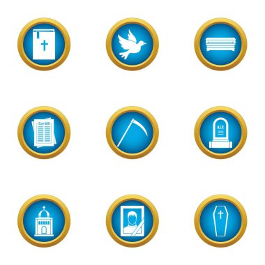 Ruhsuz Icons set, düz stil