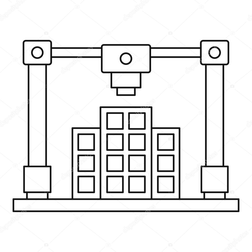 3d printer printing layout of building icon