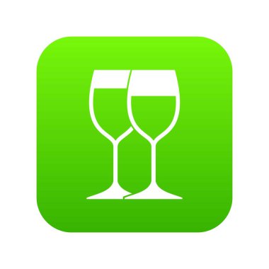 Şarap gözlük simgesi dijital yeşil