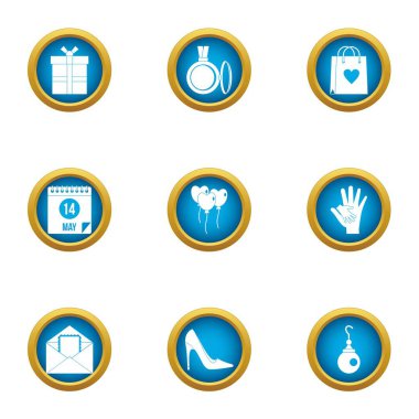 Love Icons set subjoin. 9 düz ayarlamak subjoin aşk vektör simgeler beyaz arka plan üzerinde izole web için