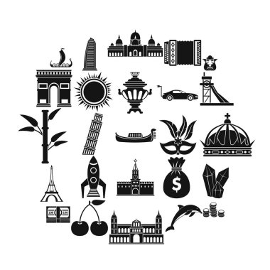 Keşfetmek Dünya Icons set, basit tarzı