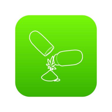 Tıbbi esrar hapı yeşil simge vektör